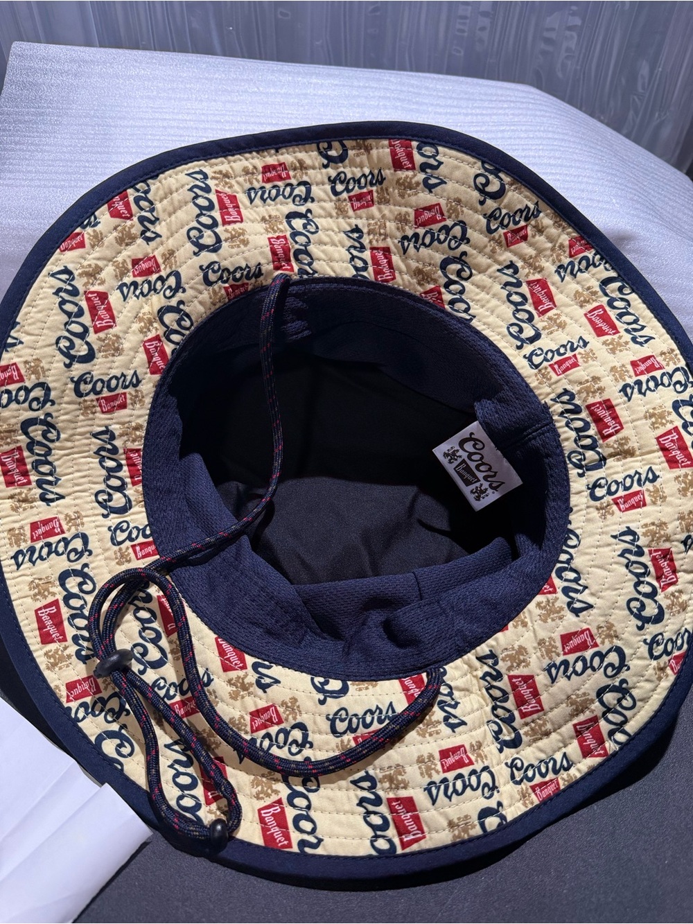 Coors Banquet Mad Engine Navy Boonie Bucket Hat Chin Strap NWT OSFM - Picture 5 of 8